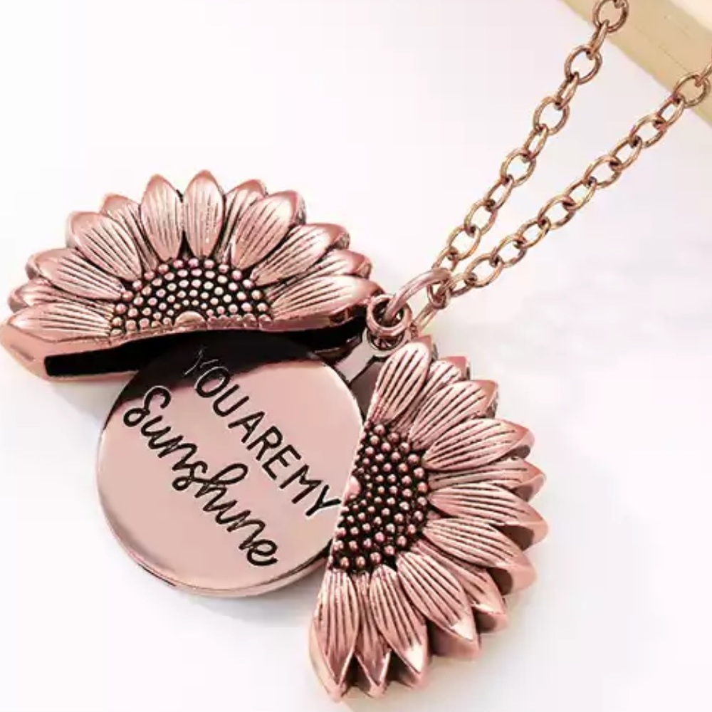 18k yellow rose GP silver sunflower new necklace - Picture 7 of 9